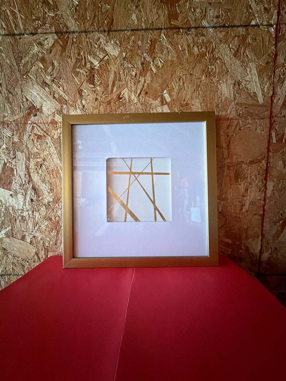 The Gallery Collection Gold Geometric Abstract Line Art Print in Gold Frame